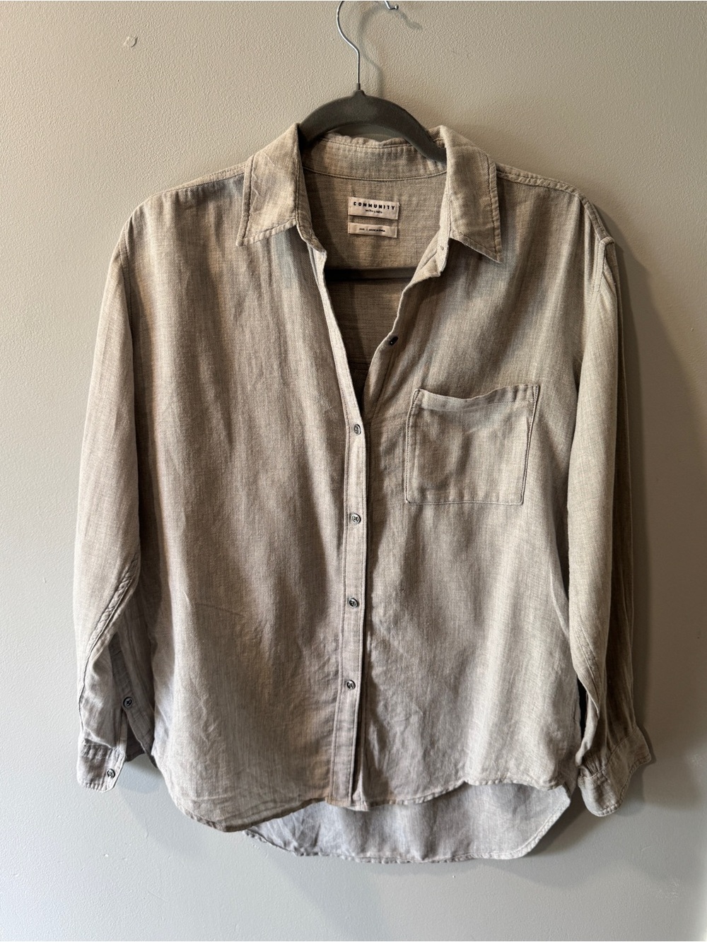 Aritzia Community Veritas Linen Blend Button Down Shirt XXS Grey